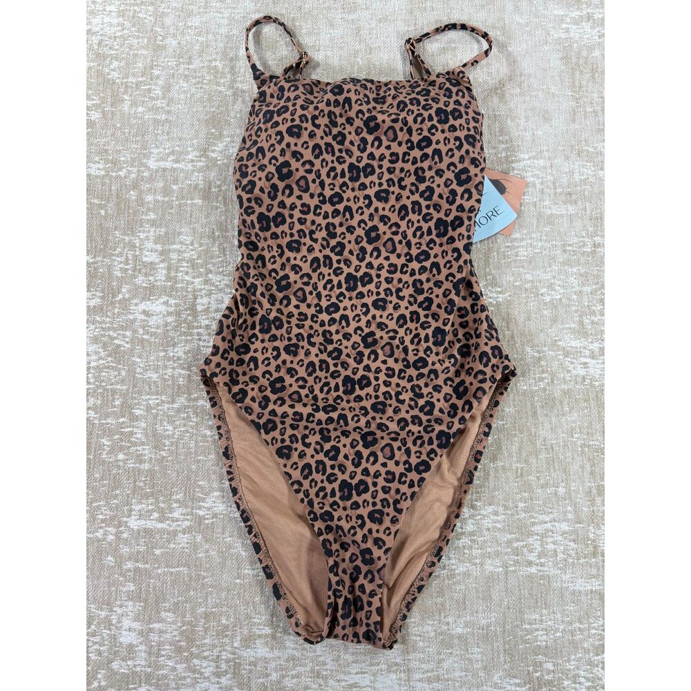 NWT Shade & Shore Brown Leopard Print One-Piece Swimsuit - Size XS